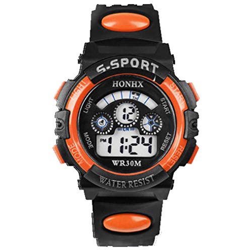 Reloj de pulsera deportivo naranja digital para niño, alarma, fecha, cuarzo, para niños de 11 a 15 años, naranja, talla única