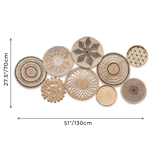 Decocoon Boho Wall Decor Set Of 9, Craft Room Wall Decor, Wicker Basket Flat, Wall Baskets Decor Boho Flat, Little Store Of Home Decor, Decoracines, Decorative Wall Baskets (Rustic Wall Decor) #TOP2