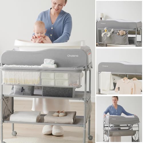 Cholena - Cambiador portátil para bebé, estación plegable para cambiar pañales, cambiador de pañales impermeable con...