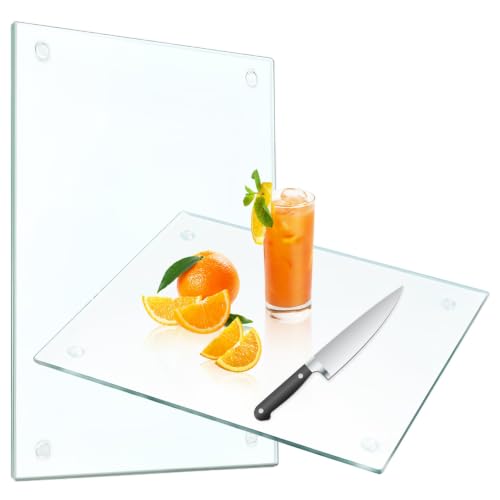 Tempered Glass Cutting Board with Rubber Feet 2 Pack Glass Cutting Board