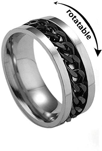 Image of MEENAZ Stainless Steel Stylish adjustable proposal Couple band thumb Silver Platinum Blue combo chain Finger Ring for Men Mens couples gents unisex Boys Boyfriend MEN RINGS-AM053
