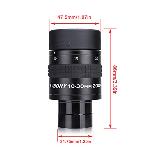 Svbony SV170 Teleskop Okulare Zoom, 10-30mm 1.25 Zoll Zoomokular mit FMC Green Film, Teleskopzubehör für Amateurastronom Beobachten Größere Deep Sky Objekte Vollmond – Bild 3