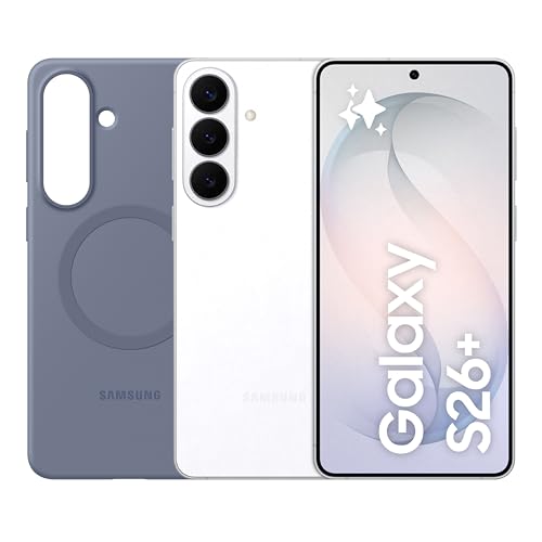 Samsung Galaxy S26+ con Silicone Magnet Case Blue Violet, Smartphone AI 3 anni di Garanzia del produttore, 256GB, White