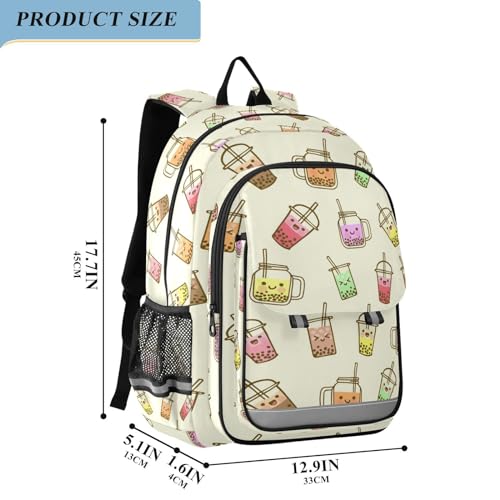 Bubble Milk Tea Funny Backpack Girls Boys Elementary School Bags Bookbags Laptop Backpack Travel Daypack Safe Reflective Stripes2