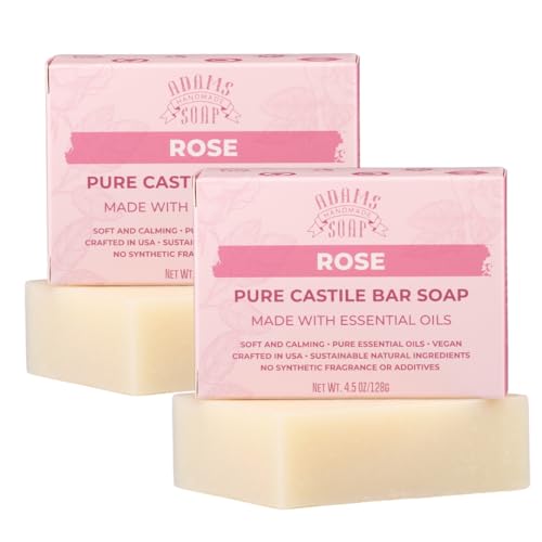 Adams Handmade Soap Rose Pure Castile Bar Soap – 4.5 oz | Vegan, Cold Process, Essential Oils, 84% Organic, Fair Trade, No Additives, USA Made image 5