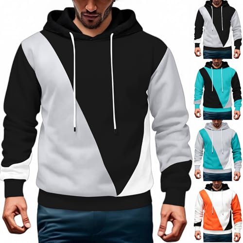 Mens Hoodies Patchwork Pullover Casual Color Block Classic Graphic Sweatshirts Cool Hoodies Work Tops Fall Clothing Apparel