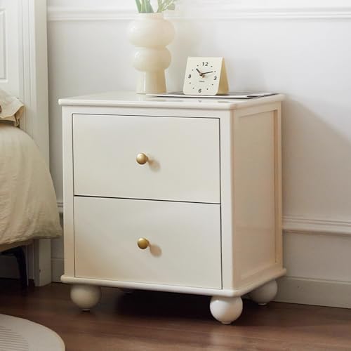 BK&MF Moderna y Sencilla mesilla de Noche de Madera Maciza,Gran Capacidad con 2 cajones Mesa Auxiliar Armario Mesilla de Noche para Sala de Estar Estudio,A,40x35x55cm(16x14x22inch)