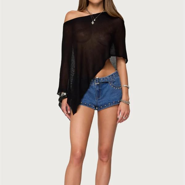 Bocymolay Women Sheer Poncho Shrug Bolero Lightweight Knit Top Summer Cover Up Pullover Shrugs Shawl Sweater - Image 5