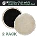TCP Global Premium 6 Inch Wool Buffing Pads (2 Pack) - 100% Natural Wool Buffer Pads, Polishing Pad for Car Detailing - 1 Inch Thick Pile, Hook and Loop Buffing Pad for Orbital Buffer