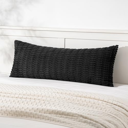 MIULEE Pack of 1 Black Long Body Lumbar Decorative Throw Pillow Cover 14x36 Inch for Halloween Bed Couch Sofa Living Room Soft Boho Pillow Cover Modern Farmhouse Home Decor