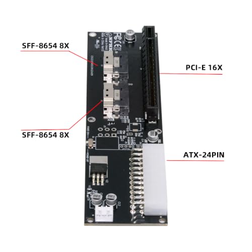 Image of CY Dual Slimline 8X SFF-8654 74Pin VROC to PCIE PCI-Express 16x Adapter with ATX 24Pin Power Switch Port