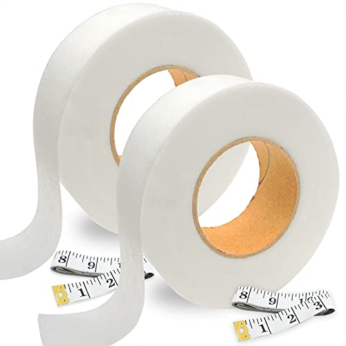 2er-Pack Saumband, 128m Aufbügeln Saumklebeband Hem Tape mit Maßband, für Vorhang Jeans Säume Hose Kleidung, 64m Länge 2,5cm Breite Cover