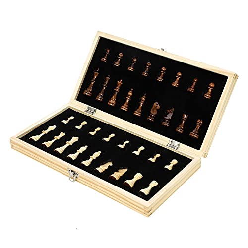 ZAW Schach Magnetisches Schachspiel Neue Massivholzfalzierung Hohe Qualität Schachbrett Spiele Panel Holzdruck Professionelle Unterhaltung Chess (Color : 34x34x2.5cm)
