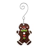 DEMDACO Glass Fusion Brown, Red 4 x 3 Inch Festive Holiday Décor, Handmade, Metal Swirled Hanging Loop, Decoration Christmas Tree Ornament, Gingerbread Man