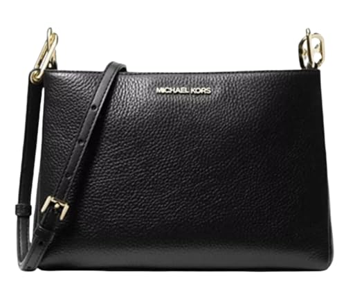 Bolsa Michael Kors Trisha Crossbody Preta Feminina Original Elegante com Logo MK e Fecho Zip