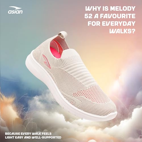 Image of ASIAN Melody-52 Women & Girls Walking Shoes | Soft Sock-Like Fit, Breathable Woven Mesh, Lightweight Cushioned Sole, Flexible Slip-On Ideal, Travel