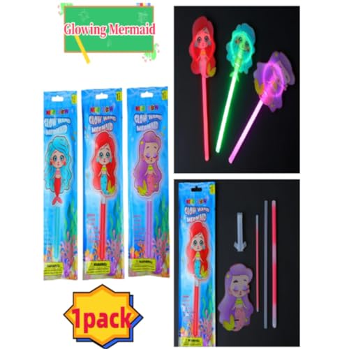 Image of WP WANNA PARTY Glow In The Dark Mermaid Party Wand For Girls,Mermaid Toy,Mermaid Gifts For Kids, Multicolor