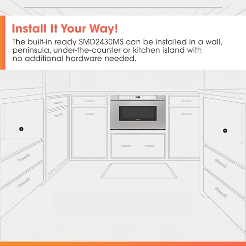Image of Sharp SMD2430MS 24-Inch Built-In Microwave Drawer Oven, Stainless Steel, 1.2 Cu. Ft, Sensor Cook Technology, Automatic Drawer System, ADA Compliant, Flush Mount Ready