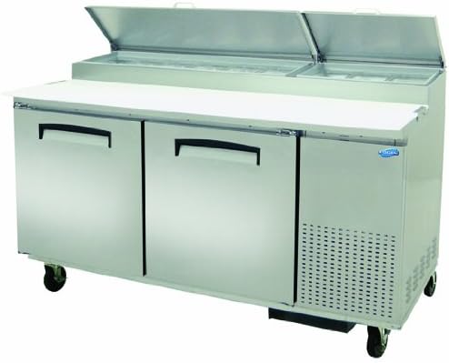 Pizza Prep Table with Refridgeration, 2 Doors/4 Shelves/9 Pans (.33 Size), 18.2 Cubic Feet