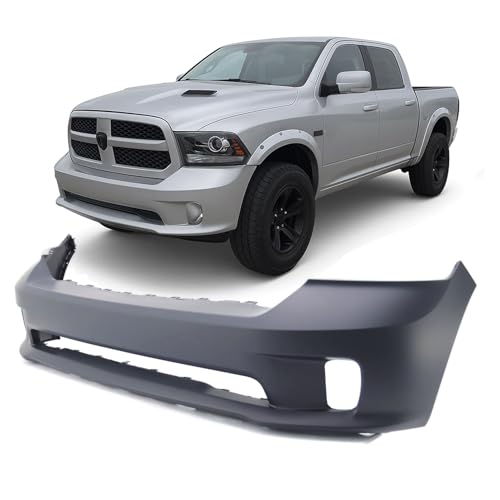 FitParts Compatible With Front Bumper Cover Dodge RAM 1500 2013-2018 Sport & Express Extended Standard Crew. New Primed With Fog Light Holes. CH1000A10 68197698AA
