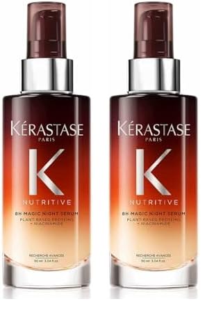 Kérastase Nutritive, Sérum Reparador de Noche, Para Cabello seco, Revitaliza, nutre y repara, Con niacinamida anti-sequedad, 8H Magic Night Serum, 90 ml (Paquete de 2)