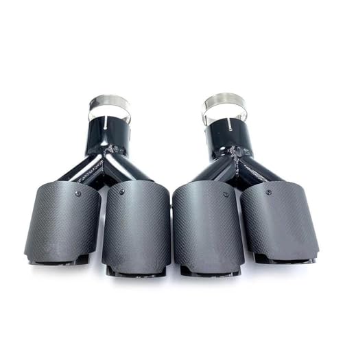 Tubo de escape coche doble salida con silenciador fibra carbono mate entrada 60mm