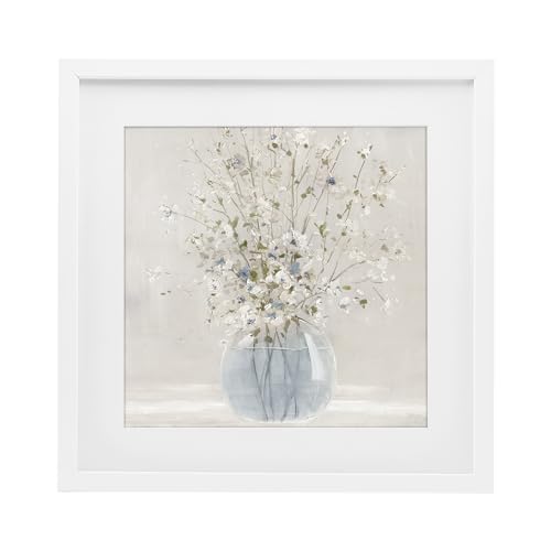 Serene Glass Vase Bouquet Floral, 16 x 16 Inch Framed Print Under Glass