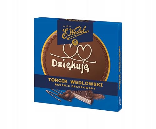 E.Wedel Torcik Wedlowski Hand-Decorated Wafer in Dark Chocolate β Premium Wafer Cake with Hazelnut Cream, Dark Chocolate Gift Box