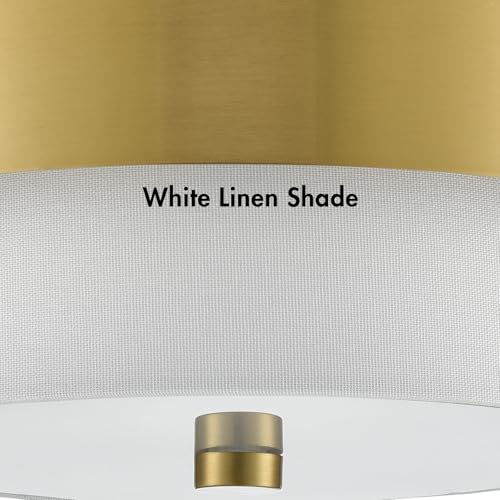 Image of YUBOLE Mid-Century 2-Light Gold Ceiling Light Flush Mount with Linen Shade