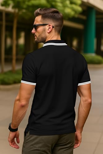 Image of Dagcros Classic Men's Polo T-Shirt with White Trim, Short Sleeve for Mens