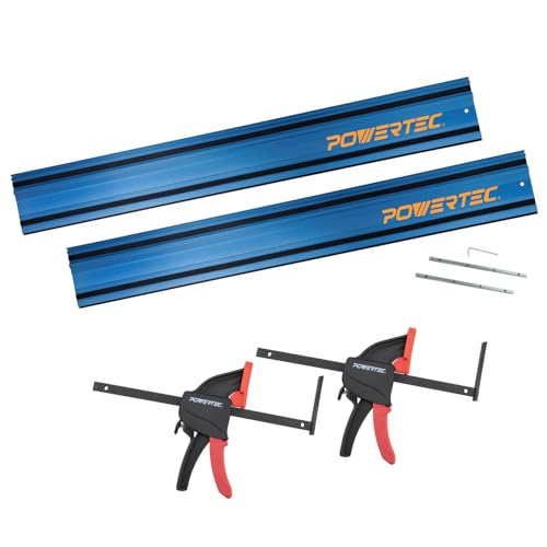 POWERTEC 72460 110 Track Saw Guide Rail Joining Set for Milwaukee Track Saws w/Quick Release Clamps for Woodworking Projects