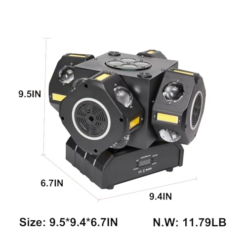 Image of Moving Head DJ Lights 180W LED with 4 Rotating Head,16X10W RGBW 4-in-1 Multiple Effects Changing,21CH DMX-512 /Sound Activated for Christmas KTV Wedding