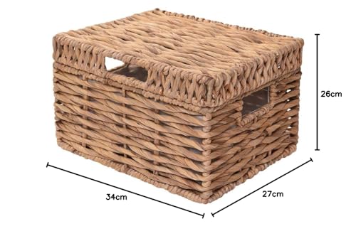 Flechtkorb Regalkorb Schrankkorb Deckel Wasserhyazinthe natur „Kira“ – 26 x 34 x 27 cm - 8