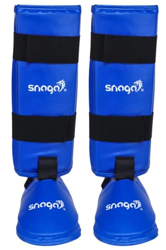 Image of Snaga Martial Arts Karate Cotton Covered Shin Guard /Foot Protector /Shin Pad for Training, Practice & Competition Level and for Ultimate Protection and Comfort (Blue, Small)