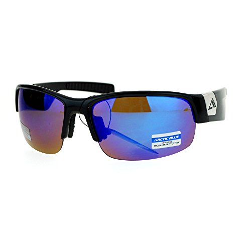 JuicyOrange Arctic Blue Mens Sunglasses BlueTech Anti-Glare Lens Half Rim Wrap Around