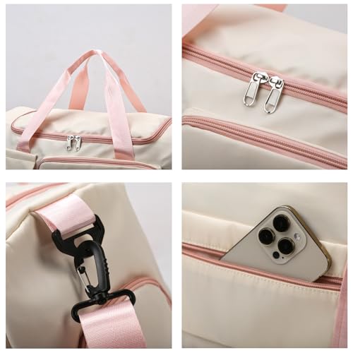 Image of Small Gym Bag for Women, Travel Duffle Bag Carry On Weekender Bag with Shoe Compartment, Z5#White Blue, 11*19.6*8.2 inches, Gym Bag&toiletry Bag