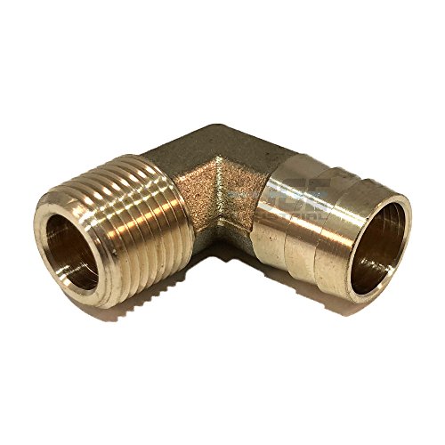 EDGE INDUSTRIAL 5/8" Hose ID to 3/8" Male NPT MNPT 90 Degree Elbow Brass Fitting Fuel/AIR/Water/Oil/Gas/WOG (Qty 01)
