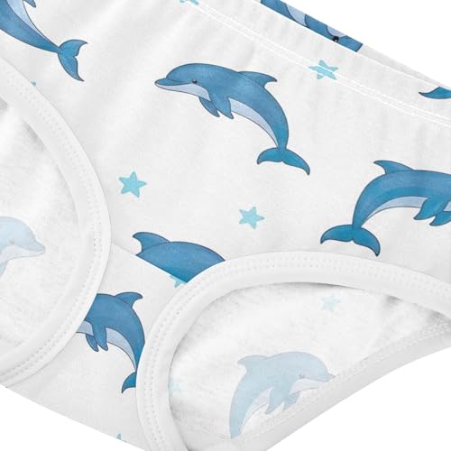 Playful Blue Dolphins Stars White Girls Underwear Toddlers 2t Cotton Panties for Girl Personalized Kids Undies Briefs4