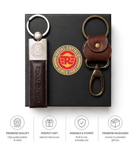 Image of Leather Strap Keychain, Embossed Logo Design, Durable Premium Key Ring for Bike Lovers & Gift Use