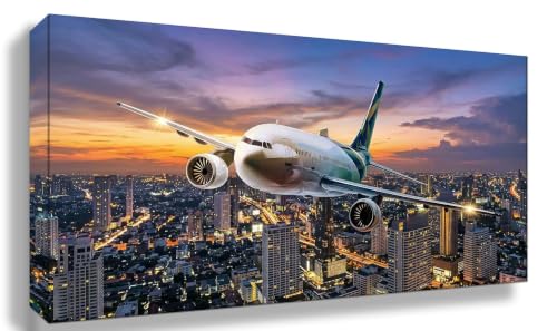 Broderie Diamant Grand Format sans Pixel Art | Diamond Painting Ville Avion 5D Strass 60x120cm