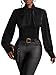 Vrtige Women's Elegant Bow Tie Neck Long Sleeve Blouse Office Shirt Top Black X-Large