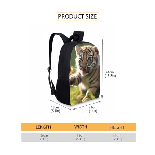 AmzPrint Baby Tiger Animal Print Backpack For School 3D Printing School Student Bag 17 Inch For Man/Kid/Girl/Boy/Woman3