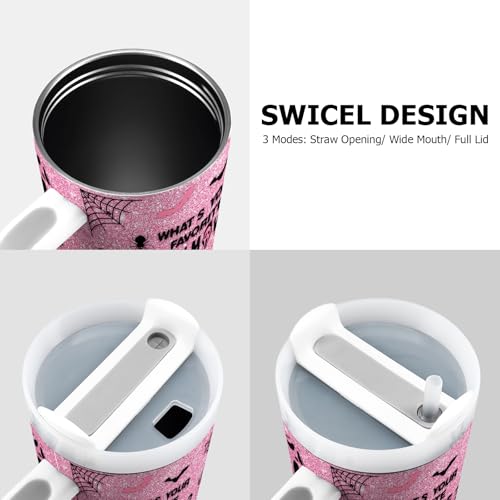 Equoza Halloween Scary Mask Tumbler with Lid and Straw 40oz Stainless Steel Travel Coffee Mug Horror Theme Double Wall Insulated Cup Funny Gift for Women Men (Pack of 1)