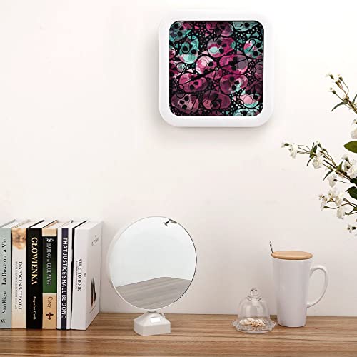 Pendule murale silencieuse crâne rose pour décorer une chambre ado