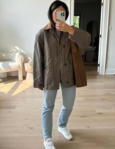 Yimoon Lightweight Jacket for Women Oversized Corduroy Lapel Collar Button Down Casual Jackets Outwear3