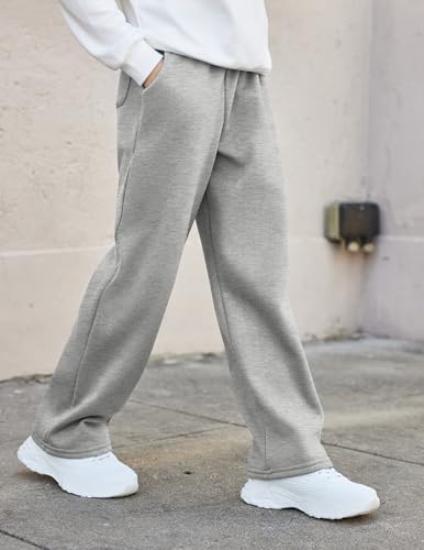 Arshiner Boys Casual Pants Fleece Sweatpants Lightweight Open Bottom Lounge Pants Drawstring Jogger Pants with Pockets2