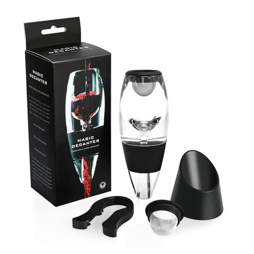AUROAY Aerador y Decantador de Vino con 2x Filtros de Malla de Acero Inoxidable + 1x Cortador de Papel con Soporte, Jarra Decantadora para Vino Tinto, Accesorios para Vino Tinto, Negro