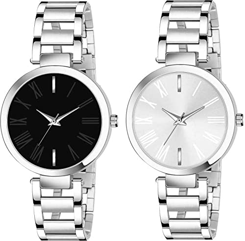 Colourful Multicolour Dial Analogue Stainless Steel Girl's & Women's Combo of 2 Watches-image-34