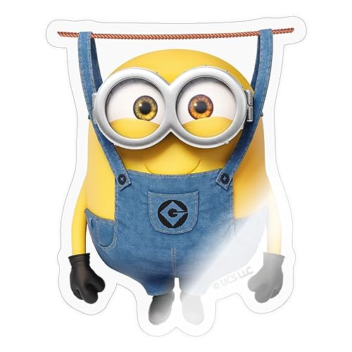 Spreadshirt Minions Merch Bob Hanging On Clothesline Sticker, 4 x 4", Transparent Glossy