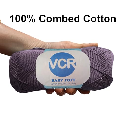 Image of VCR 4Ply Wine Yarn, 100 Grams Hank, 320 Meters Length, Cotton Combed Ball for Crochet and Knitting, Soft Crosia Threads, Pack of 1 Yarn, Suitable for DIY Crafts